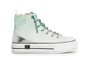 zapatillas deportivas mid de encaje degradé con cordones de pedrería mint 35