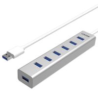 hub unitek 7 puertos 5 gbps usb 32 gen 1 modelo y-3090 plata con adaptador ac