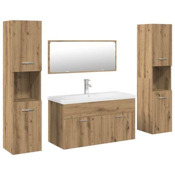 Juego De Muebles Baño 5 Piezas Madera Ingeniería Roble Artisan Vidaxl