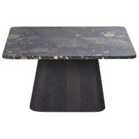 mesa de centro de piedra negra y mango macizo de 80 cm