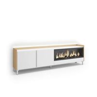 mueble tv marbella-01 con chimenea y luces led regulables