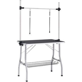 Mesa De Peluquería - Aseo De Mascotas - Acero Y Mdf - Negro (90x60x76cm)