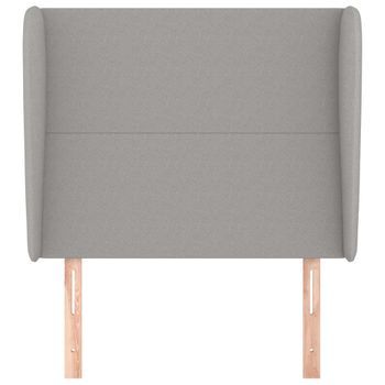 Cabecero Cama Mueble De Dormitorio Con Orejas De Tela Claro 83 X 23 X 118/128 Cm Gris M02_0003285