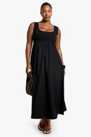 vestido plus midaxi holgado de canale y algodon popelina negro