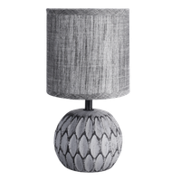 aigostar lamparas de mesita de noche cuerpo de diseno en relieve color gris pantalla de tela casquillo e14 lampara de mesa diseno clasico vintage para dormitorio salon estudio l14 x h26cm