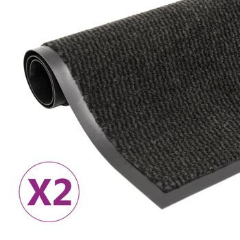 Alfombras Entrada Rectangulares De Nudo 2 Uds Negro 120x180 Cm Vidaxl