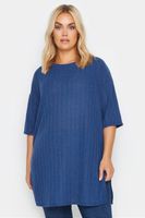 yours top oversized azul con textura mujer curvy y tallas grandes yours