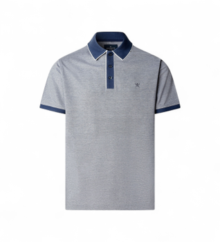 Hackett London para hombre. HM5600221 Polo Two Tone gris, azul (XL), Casual, Algodón, Clásico, Manga corta