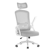 silla de oficina ergonomica con reposacabezas ajustable reposabrazos abatibles soporte lumbar gris rattantree