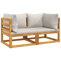 sofas modulares esquina 2 uds madera acacia cojines gris claro vidaxl