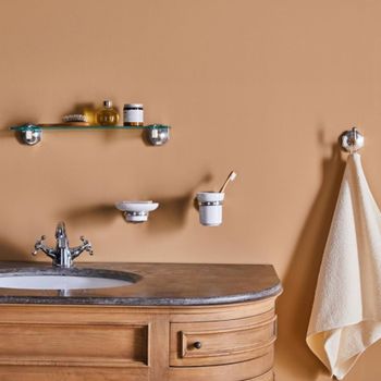 Jabonera de pared con base de latón y base de cerámica - p14 cm