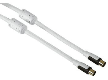 Cable de antena - Hama, 1.5m, 2xCoax, Blanco