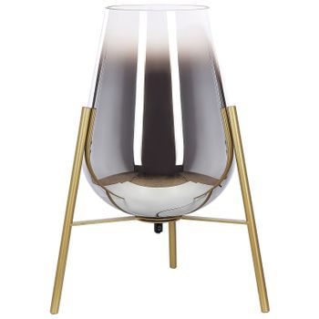 Lámpara De Mesa De Metal Dorado 44 Cm Pantalla Vidrio Escritorio Sala De Estar Mena