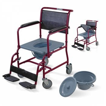 Silla Inodoro  Mobiclinic Con Tapa  Reposabrazos Abatibles  Reposapiés Extraíbles  Burdeos  Ancla