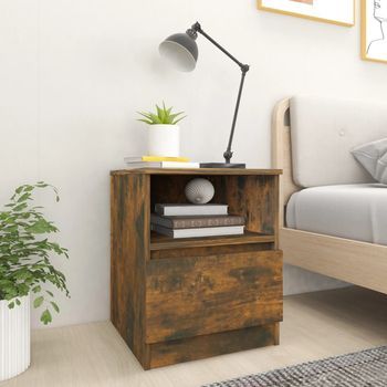 Mesitas De Noche (2 Uds) - Dormitorio - Madera Contrachapada - Roble Ahumado (40x40x50cm)