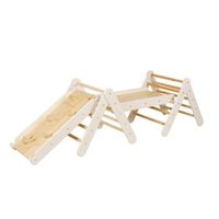 meowbaby triangulo de escalada con tobogan y 2 paredes de escalada para ninos blancnaturel