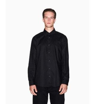 A|X Armani Exchange para hombre. XM001587AF16631UC001 Camisa Ax negro (M), Casual, Algodón, Manga larga
