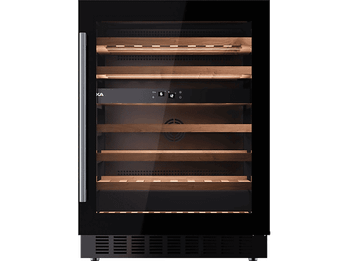 Vinoteca - Teka RVU 20046 GBK, Cíclico, 46 Botellas, 6 Estantes, Puerta Reversible, Iluminación interior, Negro