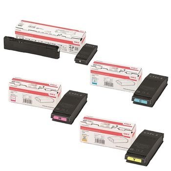 Original Multipack OKI C650dn Printer Toner Cartridges (4 Pack) -09006130