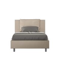 cama de una plaza y medio con somier acolchada 120x210 cuero sintetico gris paloma antea