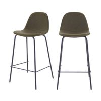 set de 2 taburetes para isla de cocina en sintetico verde caqui 65 cm