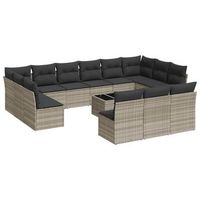 set sofas jardin 14 pzas con cojines ratan sintetico gris claro vidaxl