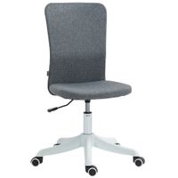 homcom silla de oficina con ruedas altura ajustable y tapizado en lino sintetico para oficina o estudio 53x43x85-93 cm gris