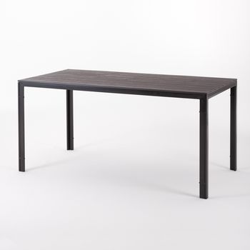 Mesa Fija De Jardín 156x78 Cm En Acero Y Lamas Efecto Madera De Polietileno - Thomas Moca