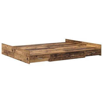 Cama Con Almacenamiento Con Cabecera Madera Vieja 150 X 200 Cm