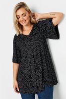 yours top negro de pico con vuelo estampado de lunares mujer curvy y tallas grandes yours