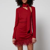 de la vali feather-hemmed crepe mini dress - uk 10