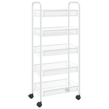 Carrito De Cocina，estantería De Cocina, Carrito De Servir 5 Niveles Hierro Blanco 46x26x105 Cm