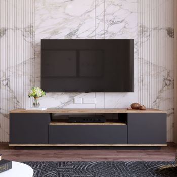 Mueble tv gris y madera de 180 cm