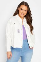yours cazadora vaquera blanca con rotos  mujer curvy y tallas grandes yours
