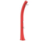 ducha solar calefactora roja modelo rio xxl estructura curvada de polietileno hd ideal para jardin piscina y actividades al aire libre altura 226 cm ducha redonda diametro 1524 cm tanque 40 litros con lavapies accesorios y griferia de laton