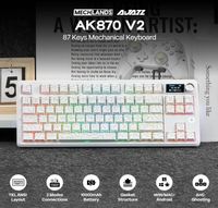 teclado mecanico ajazz ak870 v2 tkl con rodamientos teclado para juegos inalambrico bt5024ghzusb-c con bateria de 1000mah re