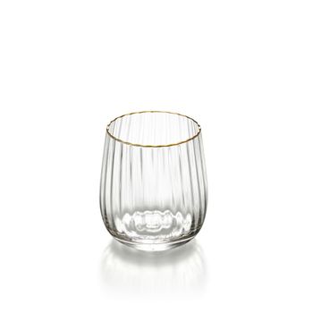 Vaso de vidrio en marrón y dorado 9,2x9,2x10 cm