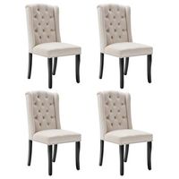 juego de 4 sillas de terciopelo con patas de roble - decoradas con remaches - beige
