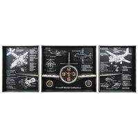 reloj pared set 3 metal 175x21x64 avion plateado