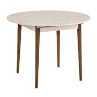 mesa de comedor extensible de 100-131 cm redondo - travertino y nogal