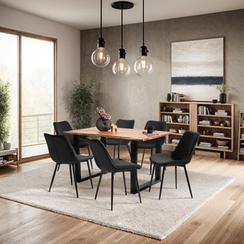 4 sillas de comedor acolchadas, aterciopeladas 48 x 59 x 82,5 cm negro