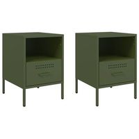 juego de 2 mesitas de noche con cajon 36 x 39 x 505 cm acero verde dec035765