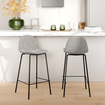 Set de 2 sillas para isla central en tela gris claro 65 cm