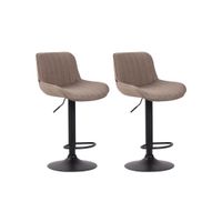 set de 2 taburetes de bar regulable en tela gris topo