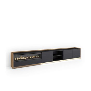 Mueble Tv Casares-02 Con Chimenea Y Luces Led Integradas