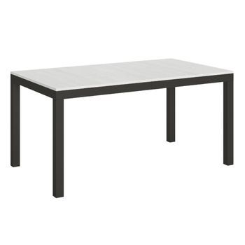 Mesa Rectangular Extensible Evy Con Capacidad De 6 A 20 Personas An 160 A 420 Cm Fresno Blanco Y Metal Antracita