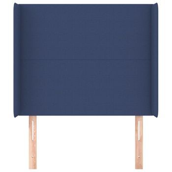 Cabecero Cama Mueble De Dormitorio Con Orejas De Tela 103 X 16 X 118/128 Cm Azul M02_0003012