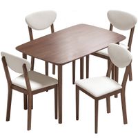 homcom conjunto mesa de comedor con 4 sillas mesa de cocina con sillas para 4 personas asiento acolchado crema   aosom espana