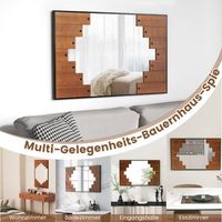 espejo rectangular con marco de madera espejo de pared rustico de 60 x 95 cm con ganchos bidireccionales