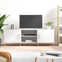 mueble tv  mueble de salon  armario tv madera de ingenieria blanco 150x30x50 cm cfw779156